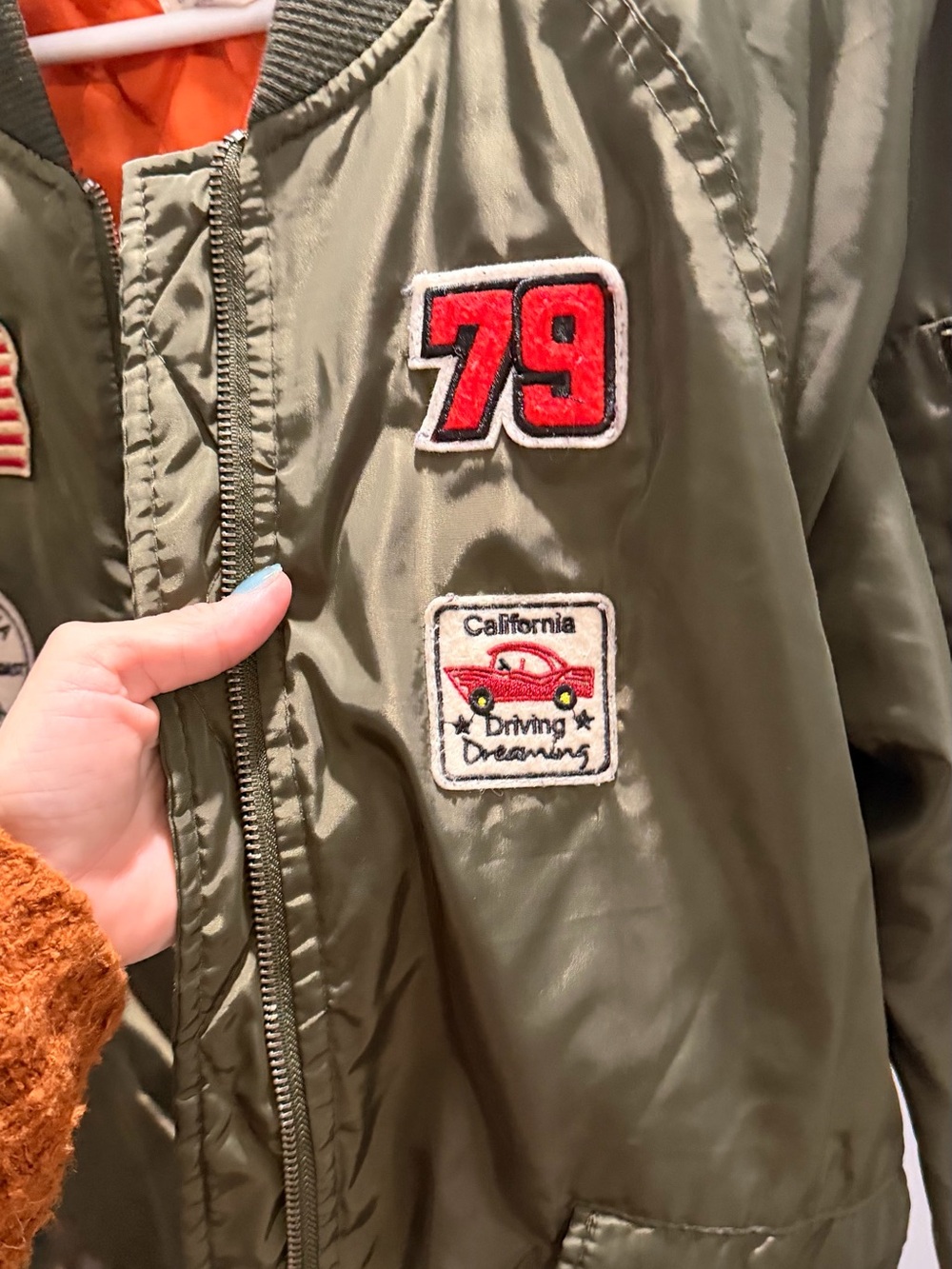 Ashley By 26 International Olive Green Bomber Jacket with Vintage Patches - Picture 5 of 8